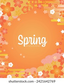 Beautiful spring background design with cherry blossom illustration