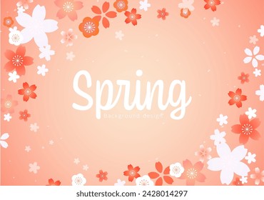 Beautiful spring background design with cherry blossom illustration