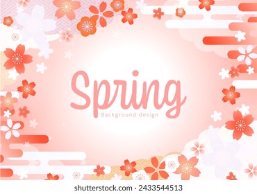 Beautiful spring background design with cherry blossom illustration
