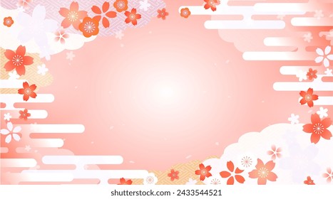 Beautiful spring background design with cherry blossom illustration
