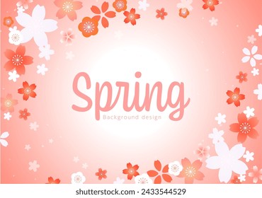 Beautiful spring background design with cherry blossom illustration
