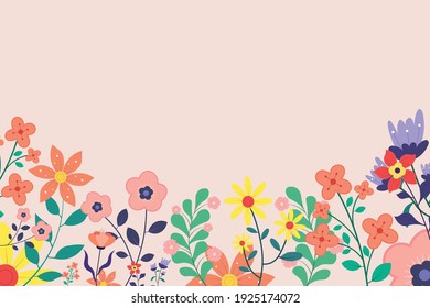 Beautiful spring background with flowers vector illustration.