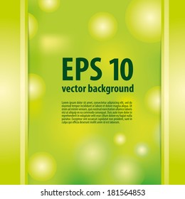 Beautiful spring background. Green and yellow colors. Sun glare. Vector illustration