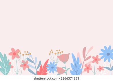Beautiful spring background with hand drawn flowers