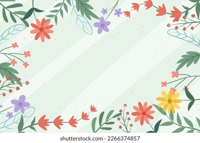 Beautiful spring background with hand drawn flowers