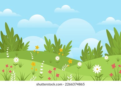 Beautiful spring background with hand drawn flowers