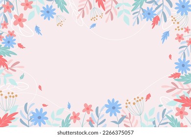 Beautiful spring background with hand drawn flowers