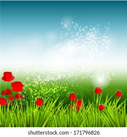 Beautiful spring background, illustration.