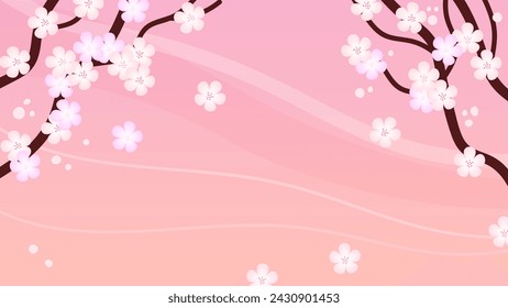 Hermoso fondo de primavera con sakura floreciendo. Plantilla con espacio de copia. Ilustración vectorial.