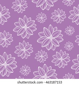 Beautiful spring background seamless pattern black with pink doodle flower. Floral trendy creative wallpaper. Vector illustration. For printing on fabric or paper. Cloth design, wallpaper, wrapping.