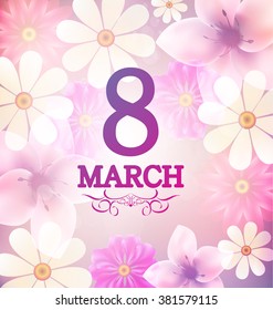 beautiful spring bright card on March 8