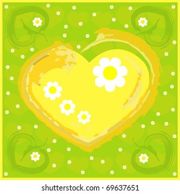 Beautiful spring card with elements of hearts and flowers. A format EPS 10.