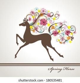 Beautiful Spring card with a horse mane flowers. 