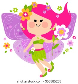 Beautiful spring fairy. Vector illustration