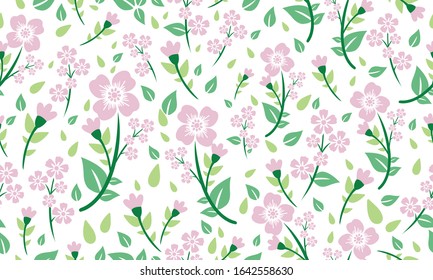 Beautiful spring floral pattern background, with leaf and floral design.
