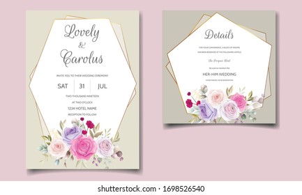 Beautiful spring floral wedding invitation card