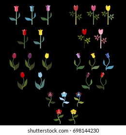 Beautiful Spring Flower Collection. Delicate Fancy Design. 