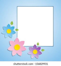 Beautiful spring flowers blue background -vector .