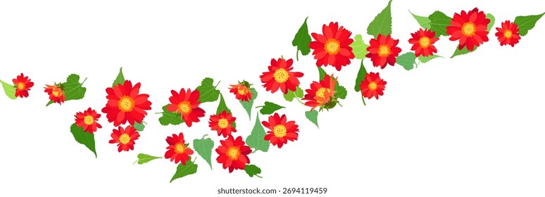 Schöne Frühlingsblumen fliegendes Element einzeln, Grußkartendekoration, Vektordesign