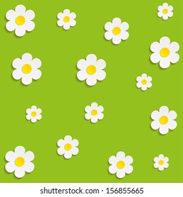 Beautiful Spring Flowers Green Background -Vector .