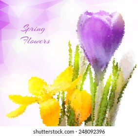 Beautiful spring flowers vector illustration in polygonal style