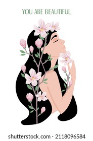 Beautiful spring illustration. Vector template for cards.