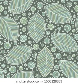 Beautiful spring leaves seamless pattern, hand drawn vector background. For textile or book covers, wallpapers, design, graphic art, printing, hobby, invitation. 