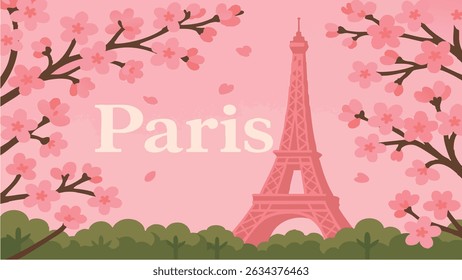 Uma bela manhã de primavera em Paris, com flores e árvores florescendo nas ruas, capturando as cores vibrantes e a renovação da natureza à medida que a cidade ganha vida no ar quente da primavera.