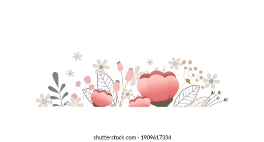 
Beautiful spring pink flowers for postcards decoration. Cute spring illustration. Ideal for decorating holiday cards, banners, cards, flower shops. Vector illustration.