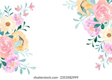 Beautiful spring soft floral with watercolor for wedding, birthday, card, background, invitation, wallpaper, sticker, decoration etc.