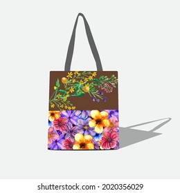 Beautiful spring watercolor flower paper shopping bag