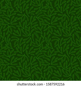 Beautiful spruce background. Seamless vector pattern with New Year tree. Blur with green shades.