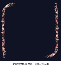 Beautiful square bright vector floral frame or border isolated on dark background