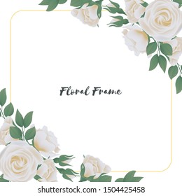 Beautiful square flower frame with white rose bouquet