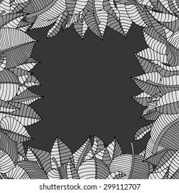 Beautiful square frame of cartoon leaves. Vector illustration