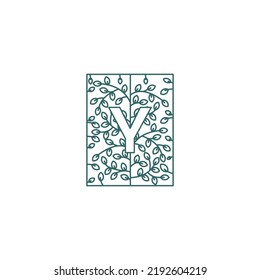 Beautiful square green ornament with letter logo design concept