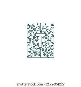 Beautiful square green ornament with T letter logo design concept