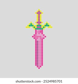 Beautiful square pixel sword theme design, suitable for expensive design assets