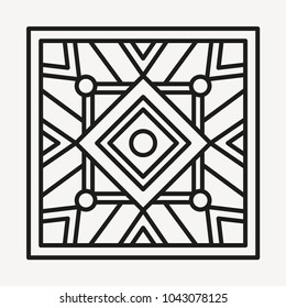 Beautiful Square Shape for Coloring. Vector. Oriental Tile. Book Page. Mandala Style. Lines