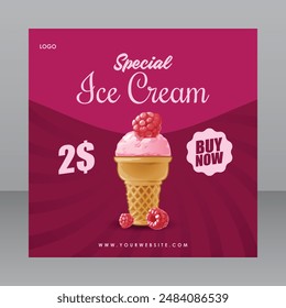 Beautiful Square Shape Ice Cream Flyer For Marketing Purposes, Restaurant Banner, Restaurant Flyer, Restaurant Poster, Food Banner, Food Poster, Food Flyer, Elements taken from ( www.freepik.com )