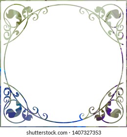 Beautiful square silhouette frame with mosaic triangular texture