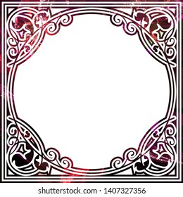 Beautiful square silhouette frame with mosaic triangular texture