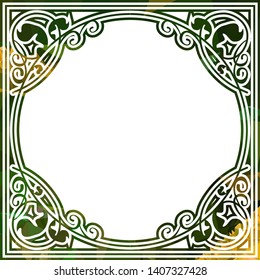 Beautiful square silhouette frame with mosaic triangular texture
