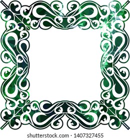 Beautiful square silhouette frame with mosaic triangular texture