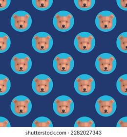 Beautiful square tile with an enthralling animal portrait. Seamless pattern with bear on st. patrick's blue background. Design for a car decal featuring an animal sketch.