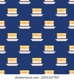 Beautiful square tile with an enthralling food portrait. Seamless pattern with cake on st. patrick's blue background. Design for a modern motif.