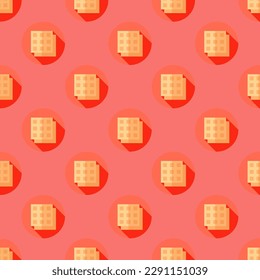 Beautiful square tile with an enthralling food portrait. Seamless pattern with waffle on black leather jacket background. Design for a baroque pattern.