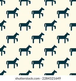 Beautiful square tile featuring a jubilant animal design. Seamless pattern with pony variant cartoon silhouette on rich black background. Design for a wall mural with an animal portrait.