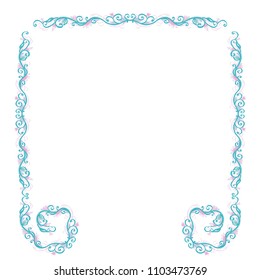 Beautiful square winter vector floral frame or border isolated on white