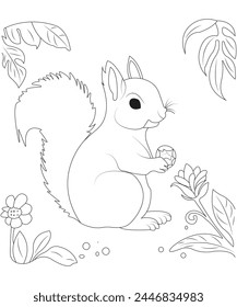 beautiful squirrel coloring pages for kids and adult